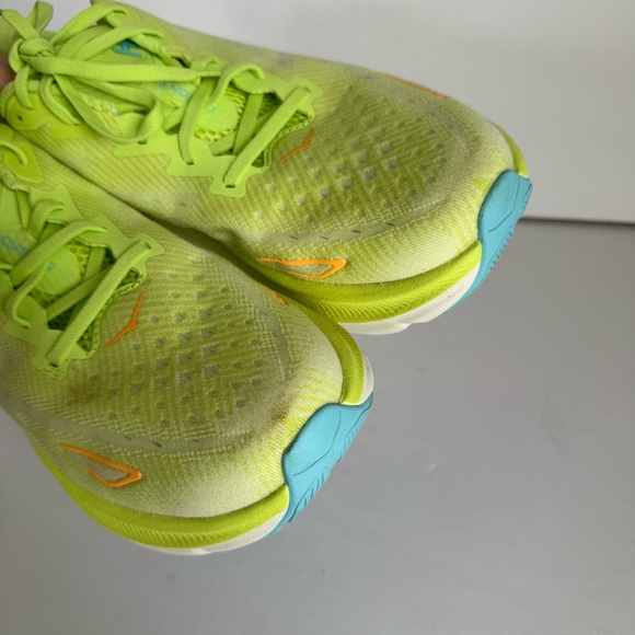 HOKA Women’s CLIFTON 9 Size 12B Neon Green Highlighter Lettuce Solar Flare - Picture 7 of 13